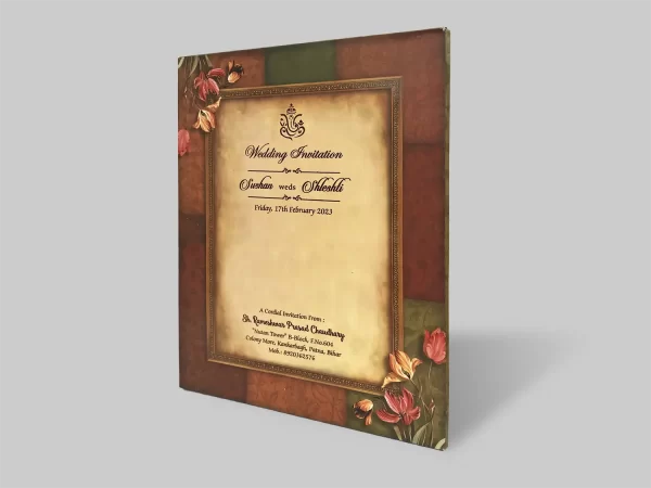 An image of Floral Frame Wedding Invitation Card from Times Cards.