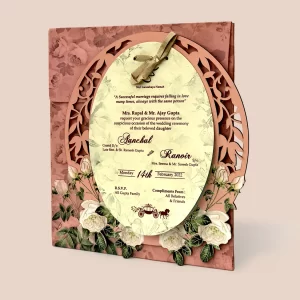 An image of Majestic Garland Wooden Wedding Card from Times Cards.