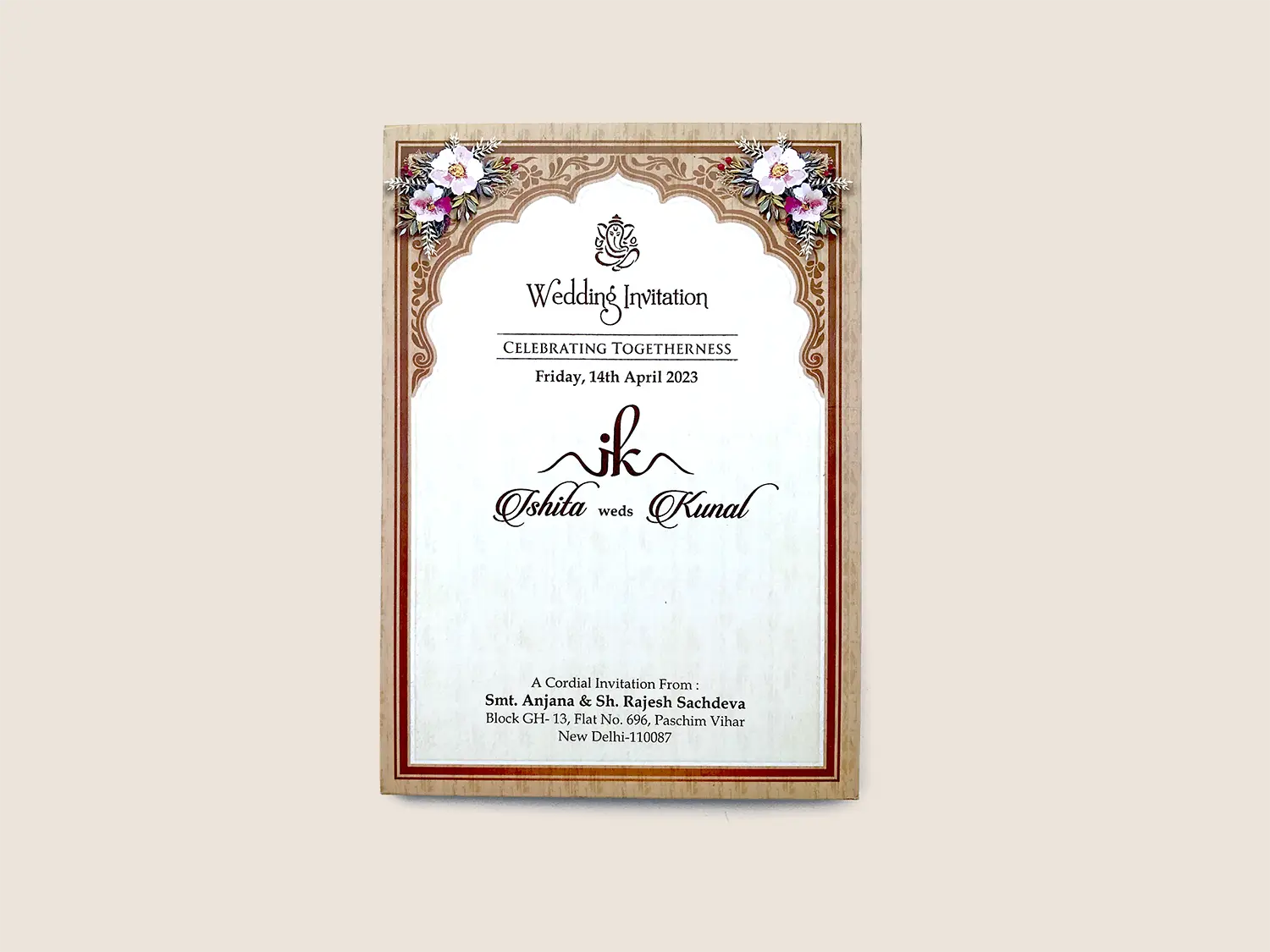 S 113 milan mehraab wedding invitation card env