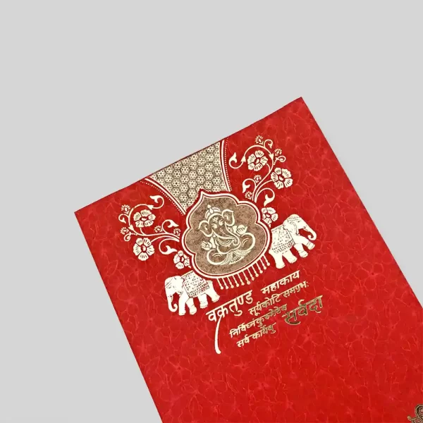 An image of Golden Ganesh Wedding Invitation Card from Times Cards.