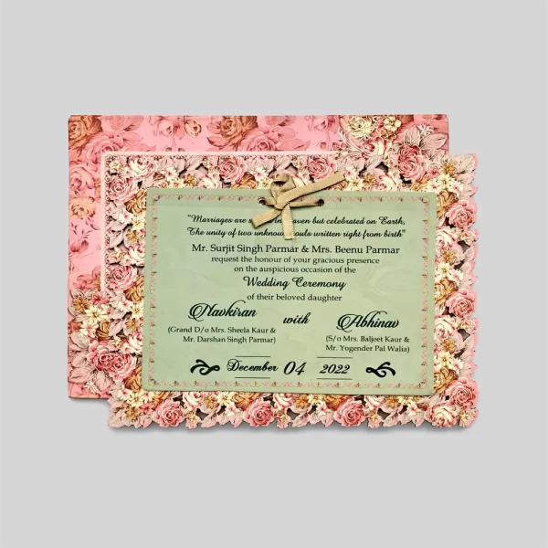 An image of Floral Knot Wooden Wedding Invitation Card from Times Cards.