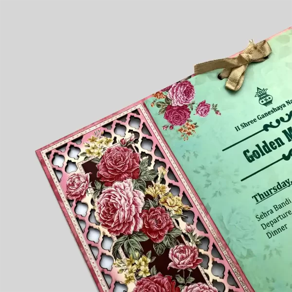 An image of Roses Knot Wooden Wedding Card from Times Cards.