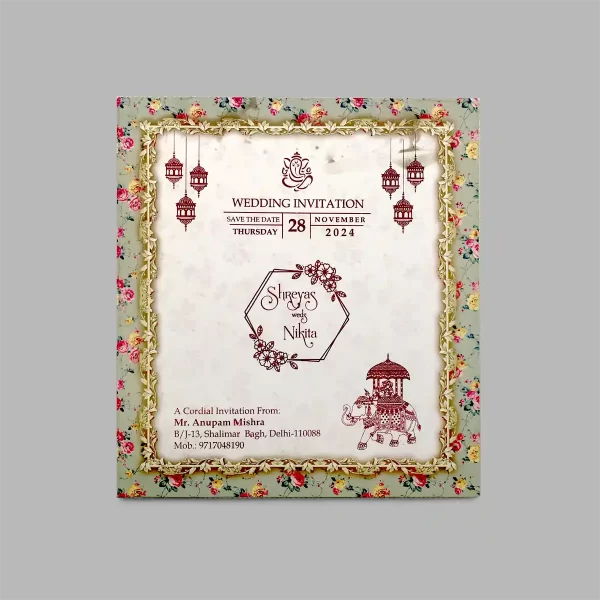 An image of Gulabari Sneh Wedding Invitation Card from Times Cards.